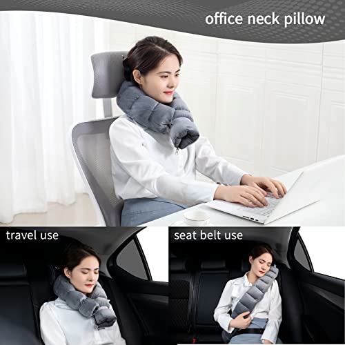 Fhsggp Travel Pillow Airplane Travel Neck Pillow Adjustable Length Kids Travel Pillow Suitable For Adults And Children Travel, Office, Home Use Grey Neck Pillow Provide Neck, Waist, Leg Support #TOP1