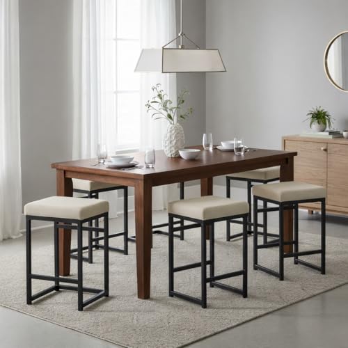 Image of HomePop Metal Frame Counter Stool, 24-Inch, Natural