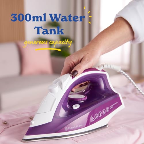 Russell Hobbs Supreme Steam Iron, Powerful Vertical steam Function, Non-Stick Stainless Steel Soleplate, Easy Fill 300ml Water Tank, 110g Steam Shot, 40g Continuous steam, 2m Cord, 2400W, 23060 - Image 6