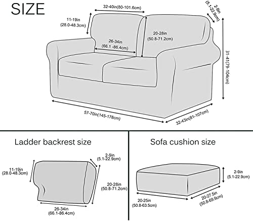 Stretch Loveseat Cover 5 Piece Couch Cover,2-Seater Settee Sofa Slipcover With 2 Individual Backrest And Cushion Coat,Small Checks Spandex Fabric(Color:beige,Size:2 Seat(5 Pices)) #TOP2