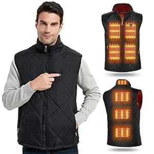 Beheizbare Weste für Herren Damen,Winter Warm Draussen USB Aufladung Elektrische Heizweste mit 8 beheizte Zonen (Batterie nicht enthalten), Schwarz, L