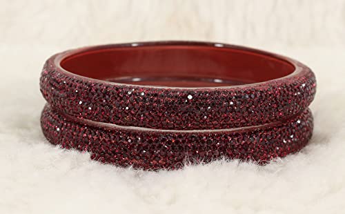 Image of NMII Glass with Zircon Gemstone and Glitter Kada Set For Women and Girls