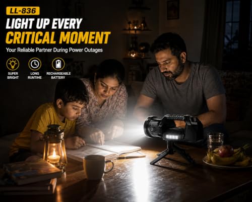 Image of YHK Rechargeable High-Intensity Spotlight Handheld Flashlight, 6 Modes Flood and Spot Light, Outdoor Durable for Survival and Power Outage