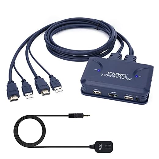 TCNEWCL USB HDMI KVM-Omkopplare 2 In 1 Out för 2 Datorer Dela 1 Övervaka en 2 USB-enheter för Mus, Tangentbord, 4 K × 2 K @30 hz Med Fjärrbyte