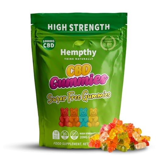 Sugar Free CBD Gummies 1000mg - 20mg x 50 - CBD Gummy Bears, THC Free, Cannabidiol Edible Gummies for Anxiety Relief for Adults & Sleep Gummies for Adults, (HIGH Strength)