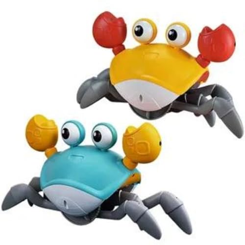 Caranguejo Fujao (pega) Eletronico Brinquedo com Sensor de Obstaculos, Musica Interativo A Pilha Par
