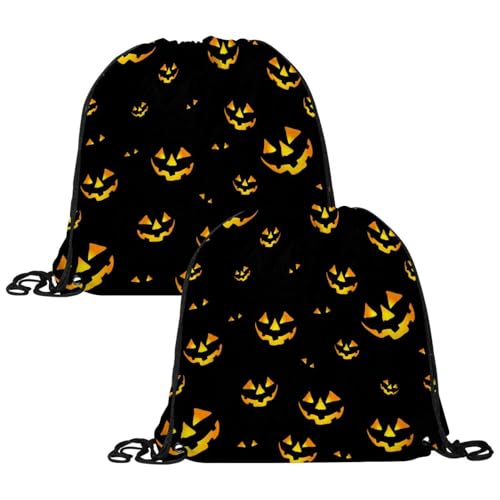 VAPOKF 2 bolsas con cordón, bolsa de gimnasio de polietileno, bolsa de entrenamiento de natación personalizada para escuela, gimnasio, deportes, viajes, lámpara de calabaza negra, multicolor,
