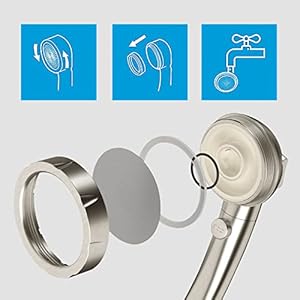 KAIYING Brushed Nickel High Pressure Handheld Shower Head with ON/OFF Switch, 3 Spray Modes, Adjustable Angle Bracket, and Hose