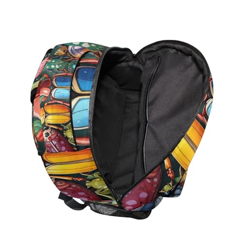 Insect Bugs Beetles Colorful Backpack Laptop Tablet Travel School Bag with Name Tag for Boys Girls4