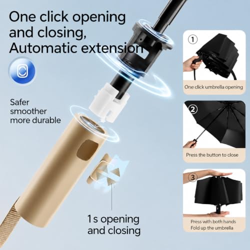 Image of Umbrella, UV Big Size Umbrella for Sun Protection Rain Windproof Strong Large 3 Fold For Men Women Kids Boys Girls Perfect & Stylish Windproof & Compact