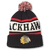 AMERICAN NEEDLE Officially Licensed NHL Chicago Blackhawks National Hockey League Team Pillow Line Knit Beanie Cap (23012A-CBH-BLIR)