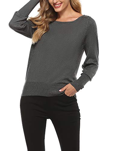 MessBebe Damen Langarm Strickpullover Solid Leicht Gestrickt Casual Rundhals Pullover Frauen Herbst Winter Mädchen Strickpullover Tops Damen Sweatershirt Knit Top Cover