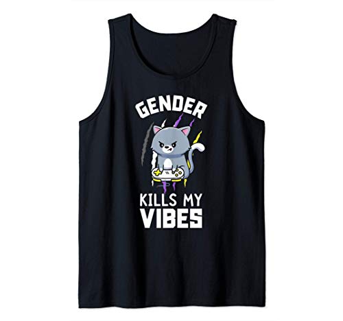 Gender Non-binary Pride Shirt Gamer Gender Kills My Vibes Canotta
