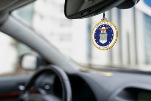 Image of Elektroplate US Air Force Crest Car Air Freshener 6-Pack | Officially Licensed, Long-Lasting Glacial Strike Scent, Vivid USAF Graphics, Versatile Hanging Design