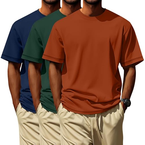 Image of Neer 3 Pack Big and Tall T-Shirts for Men L-7xl Tops | Large Casual Stretch Workout Tees, Short Sleeve Crewneck Oversized Shirts, Classic Summer Outfits, Comfy Basic Loose Clothes
