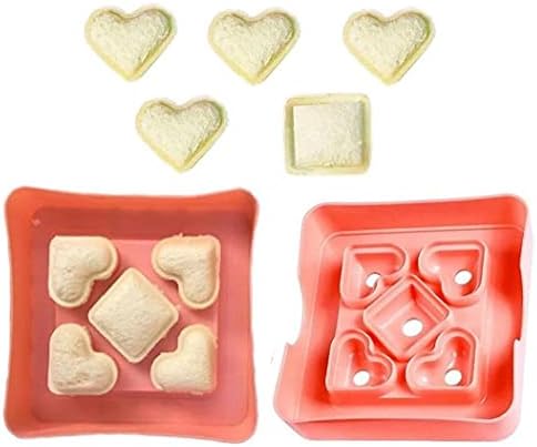 Ruluti Mini Sandwich Cutter and Sealer, Diy Pocket Sandwich Bread Crust Cutter for Lunch Bento Box Snacks Party Platters for Boys Girls, Pink