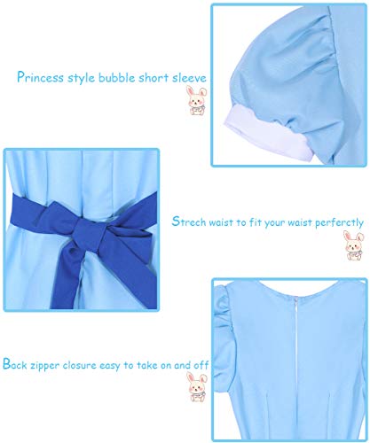 Rolecos Womens Princess Dress Light Blue Maxi Dresses Halloween Cosplay Costume Blue Belt 3Xl #TOP4