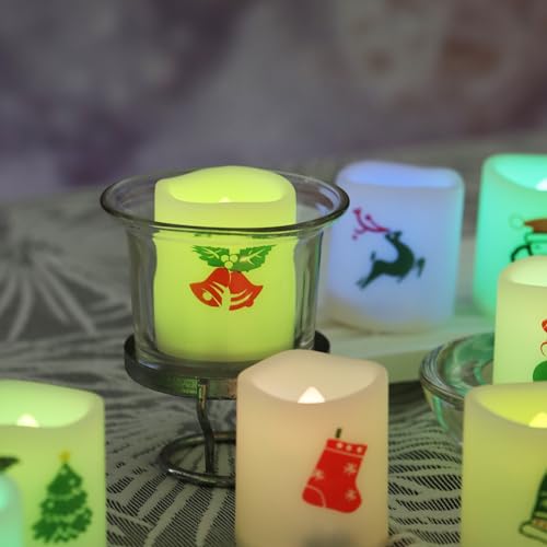 Image of Christmas Color Changing Battery Operated Flameless Votive Candles 12 PCS