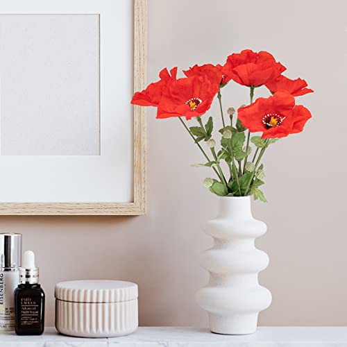 Softflame Artificial/Fake/Faux Flowers - Poppy Red 6Pcs For Wedding, Home, Party, Restaurant And Veterans Day #TOP6