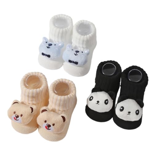 BOGEEL 2 Pairs/3 Pairs Baby Ankle Socks with Cartoon Pattern Knitted Socks Kids Boys Girls Cotton Winter Socks for