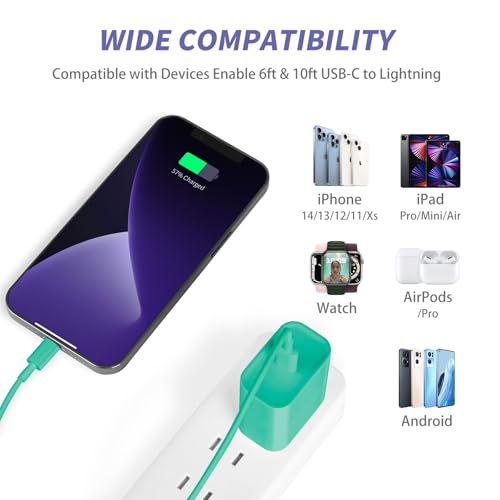 Image of iPhone Charger Fast Charging,[MFi Certified] 2Pack 20W Type C Fast Charger Block with [10FT&6FT] USB C to Lightning Cable Compatible for iPhone 14 /13 /12 /11 Pro Max /Xs Max /XR /X,iPad