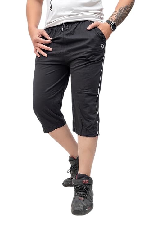 Regular Fit 3/4th Capri for Men | Casual Night Wear & Sports Wear | Comfortable Cotton Fabric | Elastic Waistband with Side Pockets-picture-28