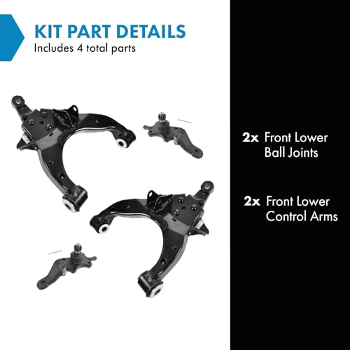 TRQ Front Lower Driver and Passenger Side Control Arm and Ball Joint Set 4 Piece Compatible with 1996-2002 Toyota 4Runner by TRQ - Image 2