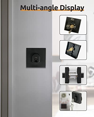 Double Cylinder Deadbolt Combo Keyed Alike, Modern Square Lock For Front Door Modern Contemporary High Security Heavy Duty (Square Double Keyed Deadbolt Lockset, Black, 1 Pack) Smf-D102 #TOP5