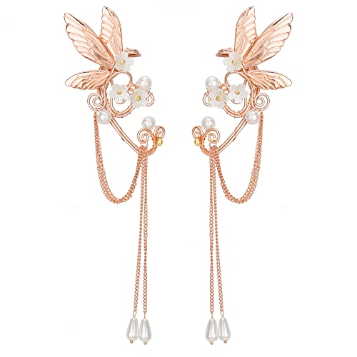 Selfwimg Fairy Wing Ear Cuffs For Women Girls Handmade Fairy Earrings Butterfly Dragonfly Wings Ear Cuffs Non-Piercing Elf Ear Wrap Earrings Fairy Accessories Costume Jewelry #TOP6