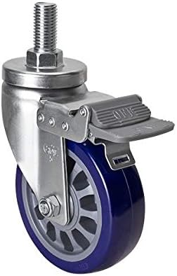 1PC EDL Heavy Duty 5 Inch Casters Wheels 250Kg Polyurethane PU Wheels Castors Thread Screw Brake Locking Roller Industrial for Trolley
