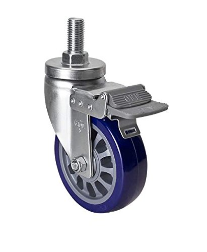 1PC EDL Heavy Duty 5 Inch Casters Wheels 250Kg Polyurethane PU Wheels Castors Thread Screw Brake Locking Roller Industrial for Trolley