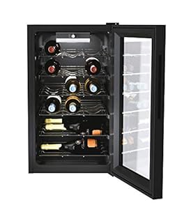 Candy DiVino CWC 021 M/NF Cantinetta Vino, 21 Bottiglie, App hOn con Tecnologia Vivino, Ripiani cromati, 39 dB, Classe G, 40x55x70 cm, Nero [Classe di efficienza energetica G]