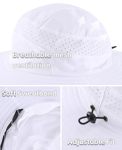 Image of Connectyle UPF 50+ Wide Brim Sun Hat for Men Women UV Protection Bucket Hats Outdoor Breathable Safari Hat for Fishing Hiking