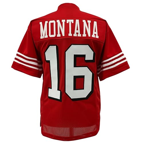 Joe Montana Jersey Red w/Drop Shadow San Francisco | Unisex Adult Sizes S-5XL Custom Sewn Stitched