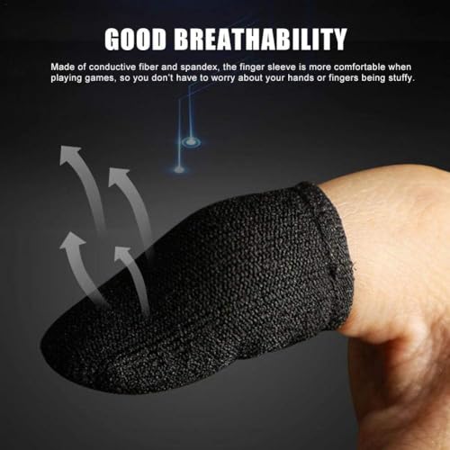 Image of TROXXON Thumb & Finger Sleeve for Mobile Game with Super Conductive Fiber Fabric, Anti-Sweat & Breathable for PUBG, Garena Free Fire, Rules of Survival, Knives Out (2 Pairs with Black Pouch)