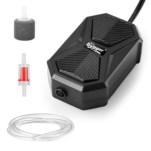 hygger Petite pompe à air pour aquarium, 2,5 W, Mini Fish Tank Air Pump Silent, 9,5 GPH pour aquarium, oxygénateur unique, pour réservoir jusqu'à 45 l