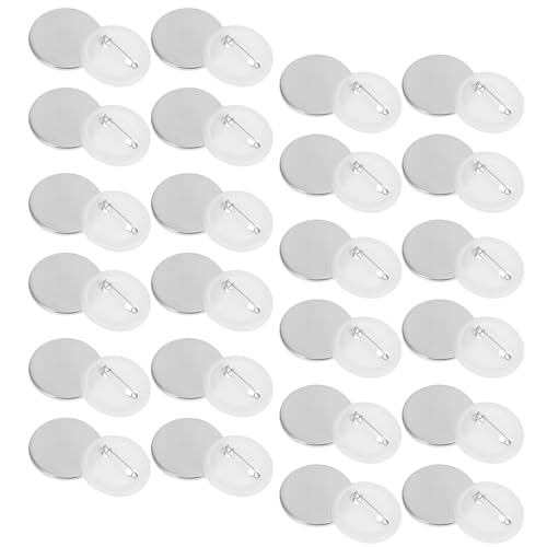 Badges vierges pour anniversaire et projets DIY créatifs en plastique blanc - 100 sets