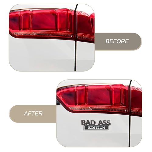 Image of 1 PC Car Fender Badge Stickers, Bad Ass Edition Alloy 3D Three-Dimensional Tailgate Front Grille Hood Anti-Rust Personalized Decoration, Exterior Modification Accessories (White & Black)