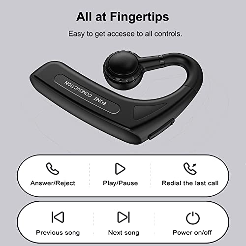 Open Ear Headphones Wireless Bluetooth Single Bone Conduction Wireless Earbuds With Earhooks Bone Conduction Headphones Bluetooth Head Set Earphones Ipx5 Waterproof Long Battery Life Earpiece Black #TOP4