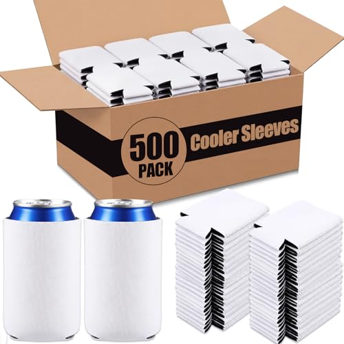 Umigy 500 Pcs Can Coolers Sleeves Bulk, Insulated Neoprene Beer Cooler Drink Sleeves Blank...