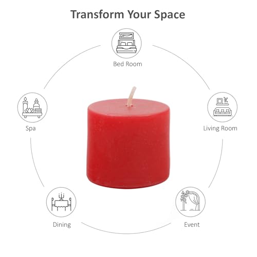 Image of Hosley Set of 72 Unscented Red Votive Candles - Bulk Pack, Clean-Burning, Long-Lasting 10-12 Hour Burn Time - Ideal for Weddings, Home Decor, Spa, and Events