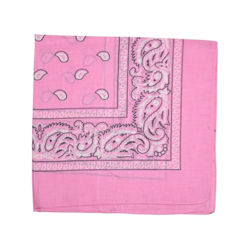 Motique Accessories 22 Inch Cotton Paisley Bandana (Light Pink)