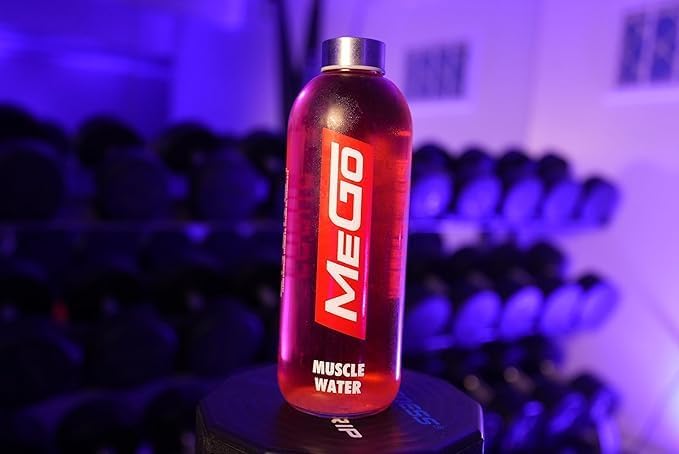 MEGO MUSCLEWATER 34oz Durable BPA-Free Reusable Glass Bottle with Extra-Wide Mouth, 100% Leak-Free Stainless Steel Cap, Eco Friendly