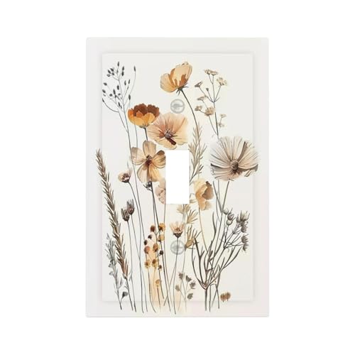 DWBGUO Decorative Switch Plate Cover with Lilies Orchids Flower Floral Arrangement Design 1 Gang Wall Plate Unique Single Toggle Light Switch Covers Artistic Faceplate for Bedroom Home Decor