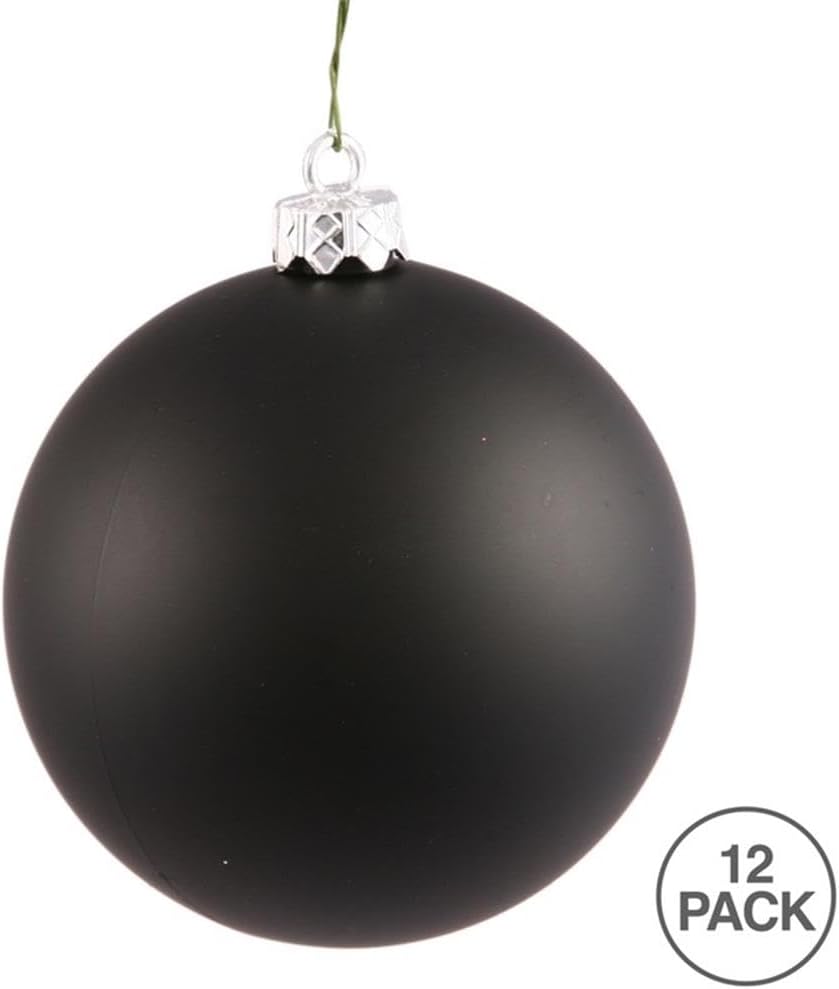 vickerman 3" plastic ball ornaments in matte black (set of 12)