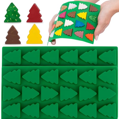 2 Pack - Mini Tree Silicone Mold for Festive Desserts-Perfect for Chocolates, Candies, Jellies, and Baking Treats-Christmas Tree Chocolate Mold and Baking Essential | Christmas Tree Ice Mold