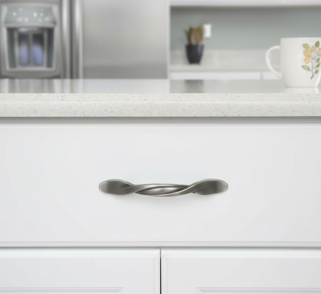 Cosmas 25 Pack 9009AS Antique Silver Twist Cabinet Hardware Handle Pull - 3" Inch (76mm) Hole Centers