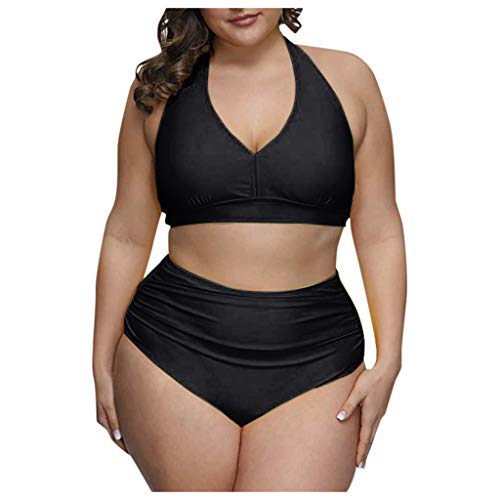 riou Conjuntos de Bikinis para Mujer Push up Sexy Traje de baño de Tanga de Cintura Alta Talla Grande Bañador de Baño Acolchado Tops y Braguitas 2 Piezas