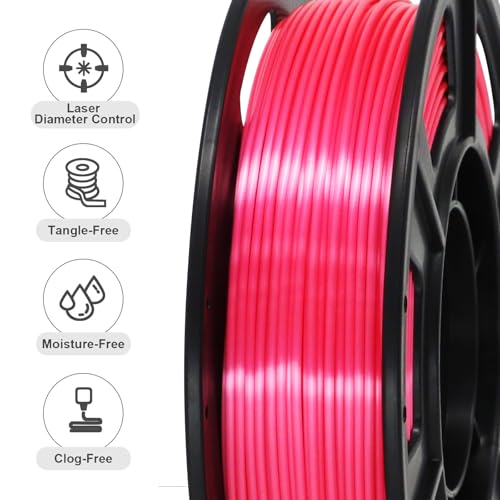Image of RepRapper 4x250g Pack of Silk PLA Filament for 3D Printer, 1.75 mm (± 0.03 mm), Silky Shiny - 4x250g Spools Pink, Gold, Blue, Silver