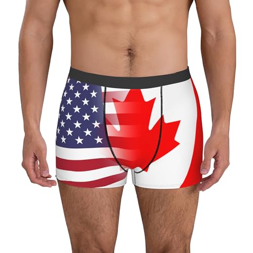 TZT American flag and Canadian flag Adult Funny Patter Boxer Briefs Men's Boxer Underpants4